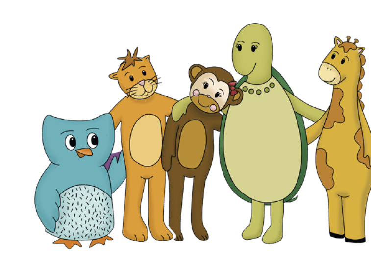 Animalitos caricatura abrazándose